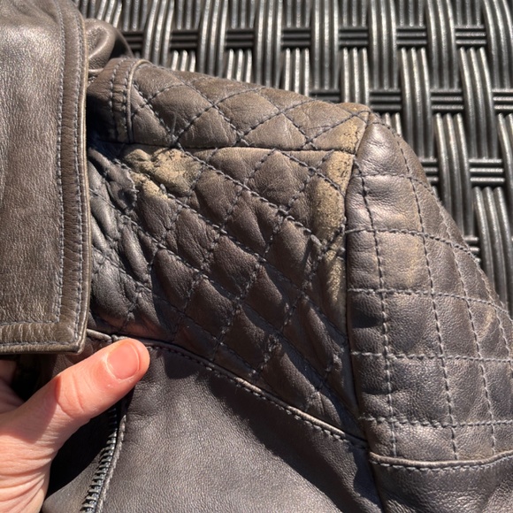 Tommy Hilfiger black leather motorcycle jacket - Picture 2 of 3